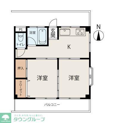 ライズホーム西武立川(2DK/3階)の間取り写真
