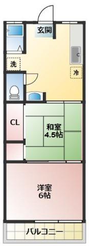習志野コーポ(2K/1階)の間取り写真