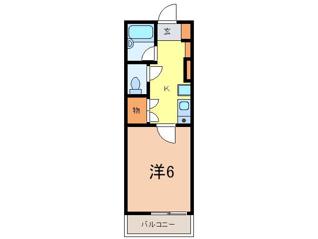 香櫨園桜ハイツ(1K/2階)の間取り写真