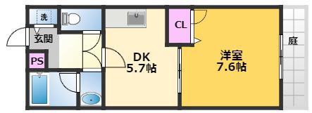 フジパレス 西大路(1DK/2階)の間取り写真