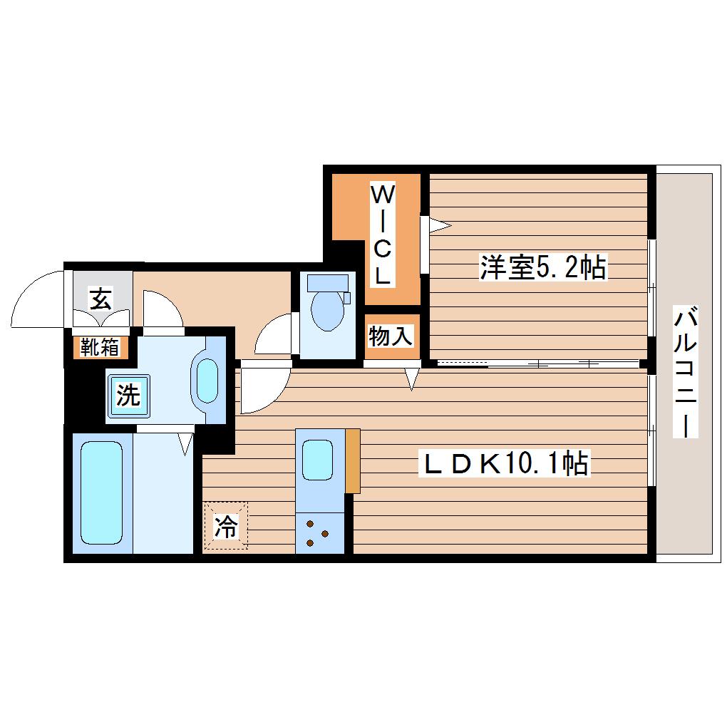 D-ROOMあすと長町I(1LDK/2階)の間取り写真