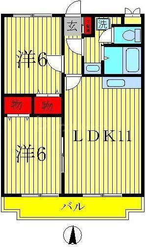 コートヒルズIII(2LDK/2階)の間取り写真