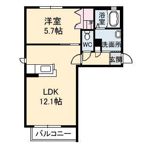 サンブリエ(1LDK/2階)の間取り写真