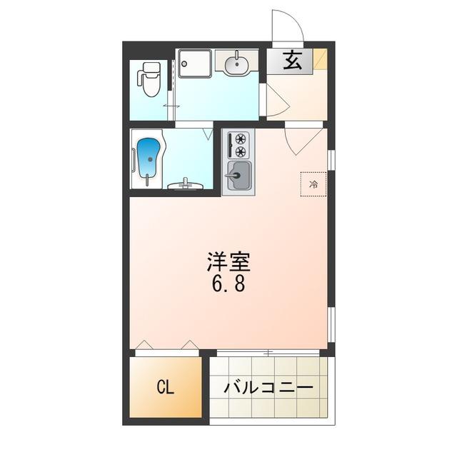 ハーモニーテラス塚本II(ワンルーム/1階)の間取り写真