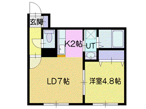 アーバン文教大前B(1LDK/2階)の間取り写真