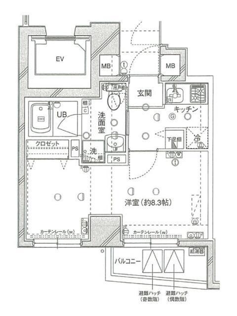 エルニシア上野ノースイースト(1K/6階)の間取り写真