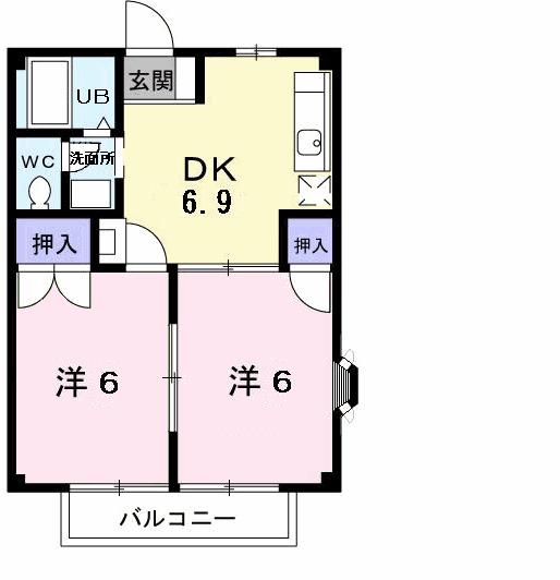 エスポワール(2DK/1階)の間取り写真