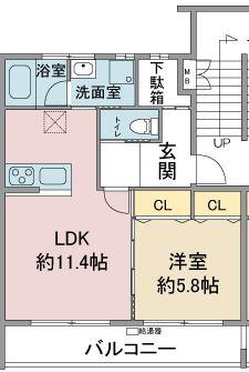 パークウエスト上社(1LDK/1階)の間取り写真