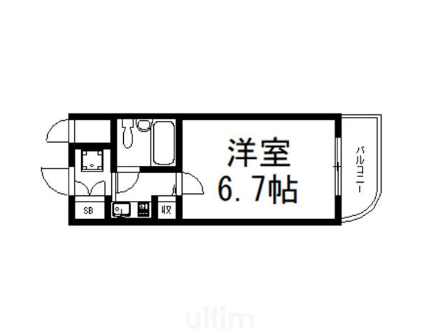 デトムワン城南宮道(1K/3階)の間取り写真