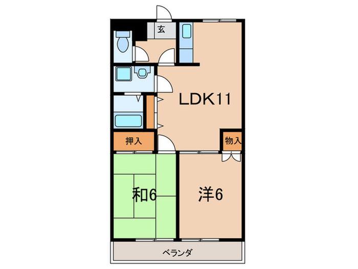 クオリティーハイム(2LDK/1階)の間取り写真