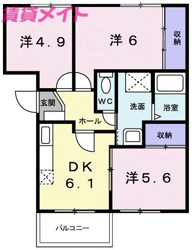 スターブルWAKO(3DK/3階)の間取り写真