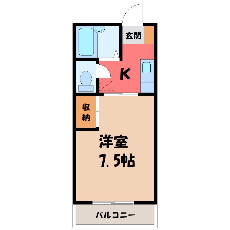 アルモニーしのだI(1K/1階)の間取り写真