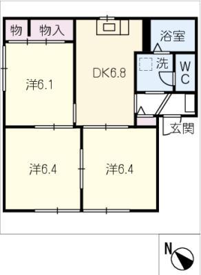 フレグランスヨシヤ(3DK/1階)の間取り写真
