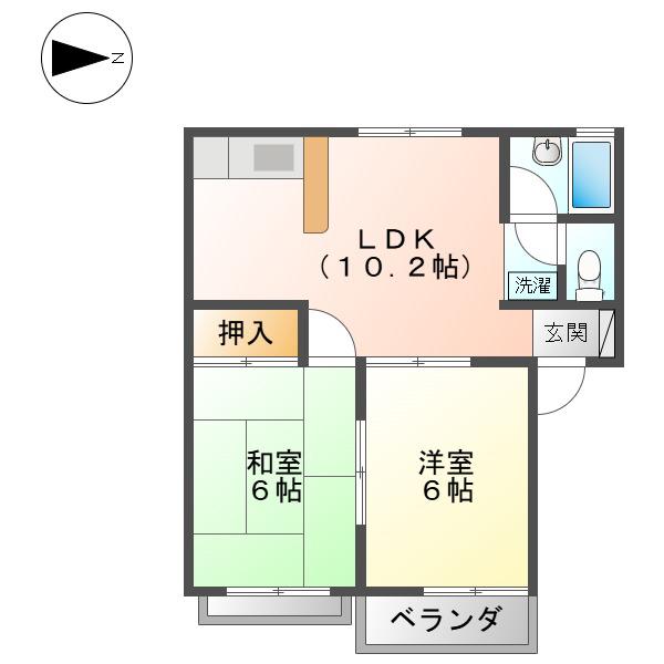 パストラル名塚(2LDK/2階)の間取り写真