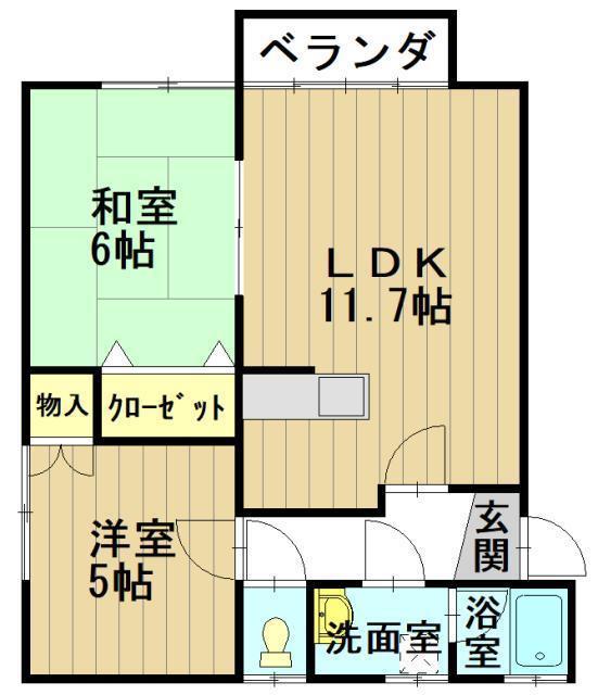 翠コーポ(2LDK/2階)の間取り写真
