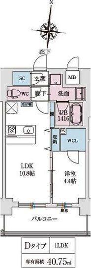 スプランディッド新大阪VIII(1LDK/3階)の間取り写真