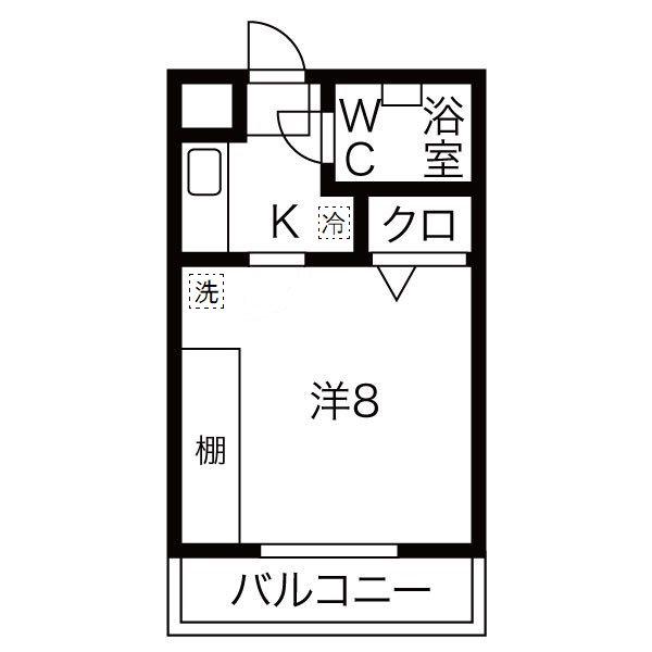 サンポート・6(1K/2階)の間取り写真