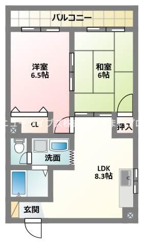 エストジャルダン西口(2LDK/4階)の間取り写真
