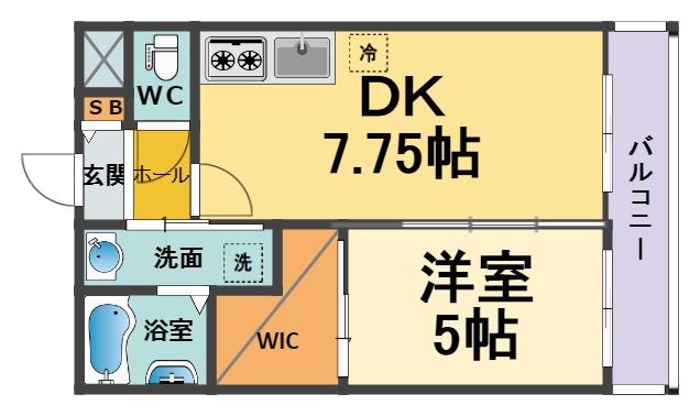 M`COURT今津山中町(1DK/1階)の間取り写真