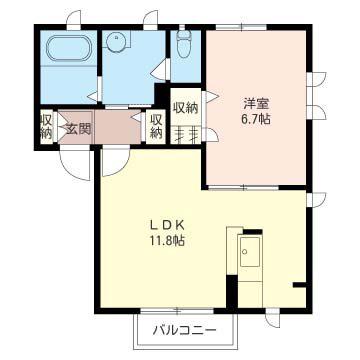 フォーユーハイツA(1LDK/2階)の間取り写真