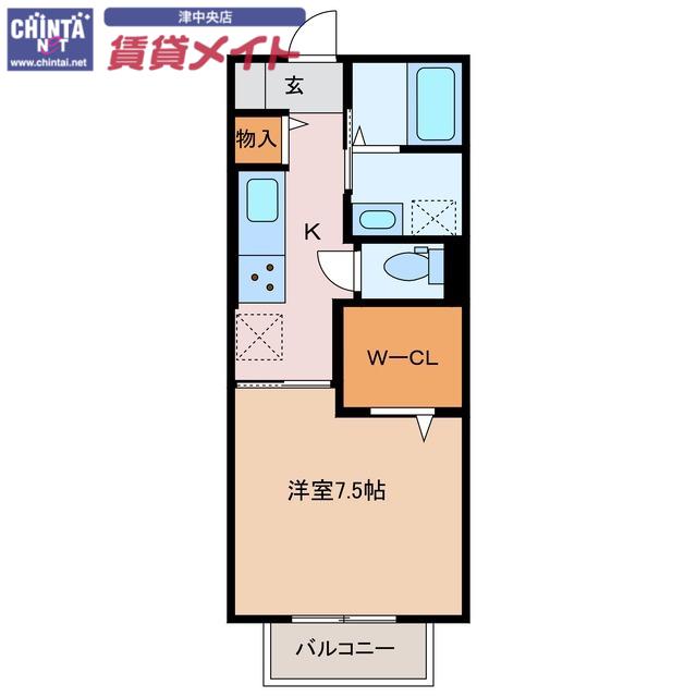 ディーシャンブル上浜町(1K/2階)の間取り写真