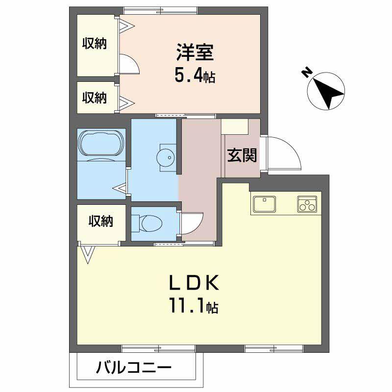 フレグランス長束B棟(1LDK/2階)の間取り写真
