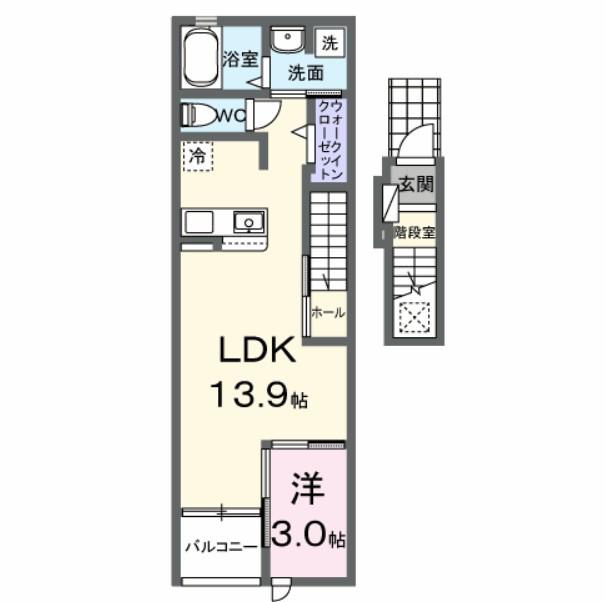 グリーン フィールド(1LDK/2階)の間取り写真