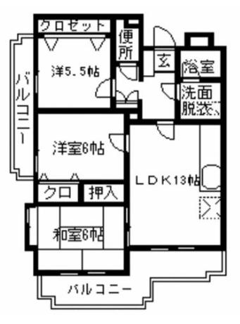 ベネッセ春日(3LDK/3階)の間取り写真