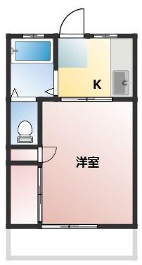 コーポ内坪(1K/1階)の間取り写真