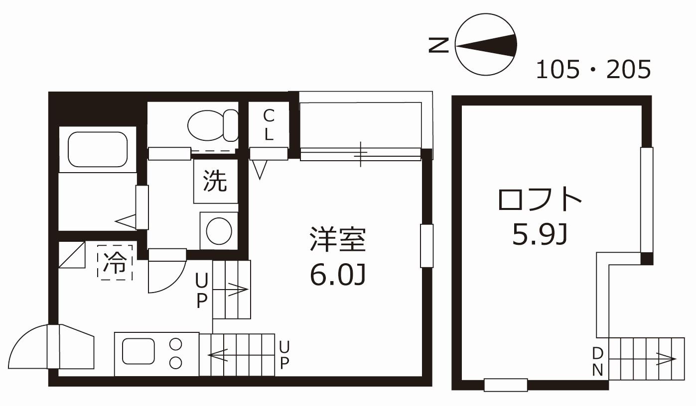 ハーモニーテラス志賀町IV(1K/1階)の間取り写真