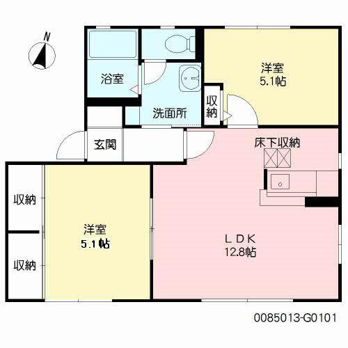 ハイラーク甘木G(2LDK/1階)の間取り写真
