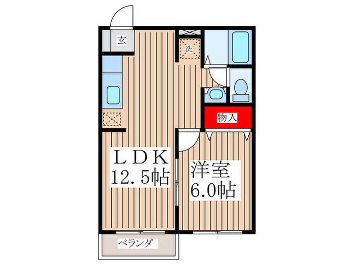 コスモハイツ(1LDK/2階)の間取り写真