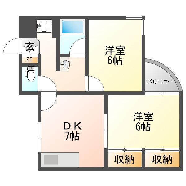 第二中村マンション(2DK/1階)の間取り写真