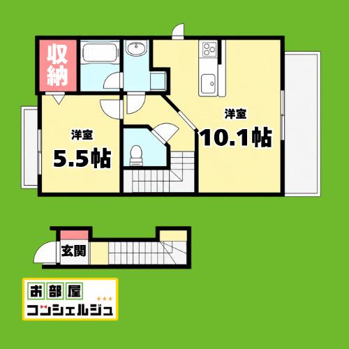 アルカンシエル(1LDK/2階)の間取り写真