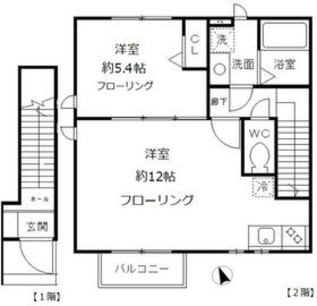 グランシャリオ(1LDK/2階)の間取り写真