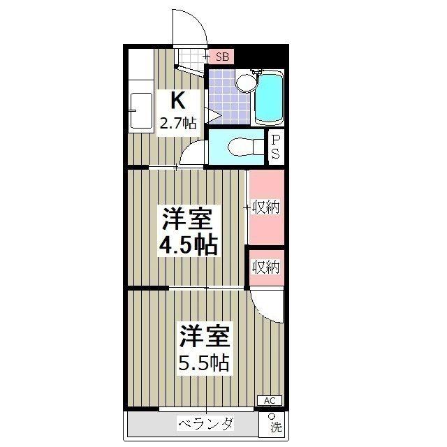 エステイトE藤沢 旧レピュート斉藤III(2K/1階)の間取り写真