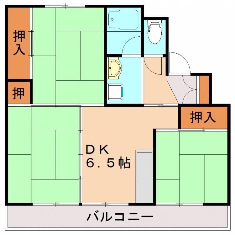 ビレッジハウス庄内1号棟(3DK/3階)の間取り写真