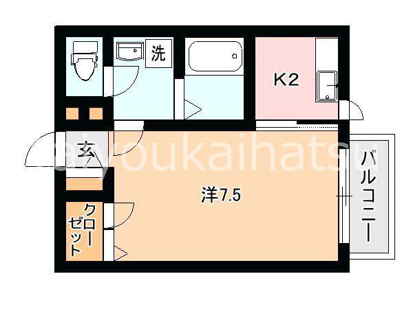 E-テラス(1K/2階)の間取り写真