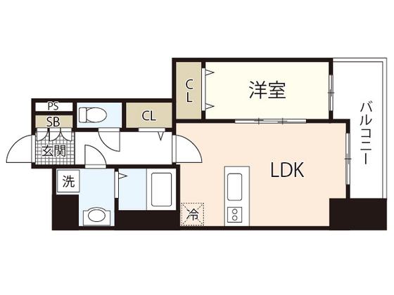 プレサンス広島中央(1LDK/2階)の間取り写真