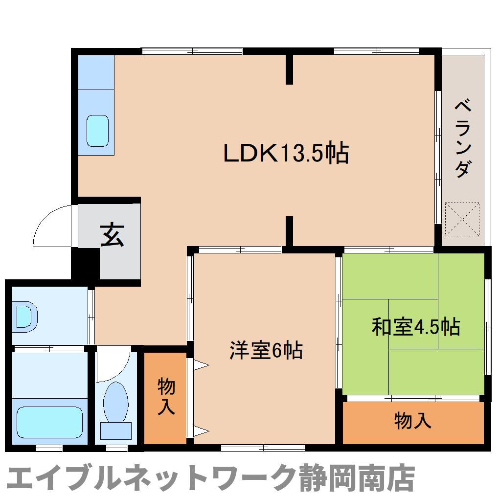 マンション石田(2LDK/2階)の間取り写真