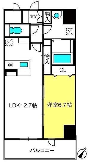 シェルト新都心(1LDK/9階)の間取り写真