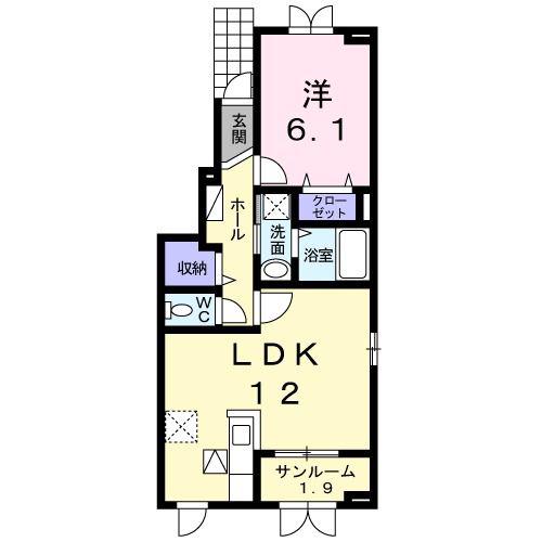 ミルキーウェイA(1LDK/1階)の間取り写真