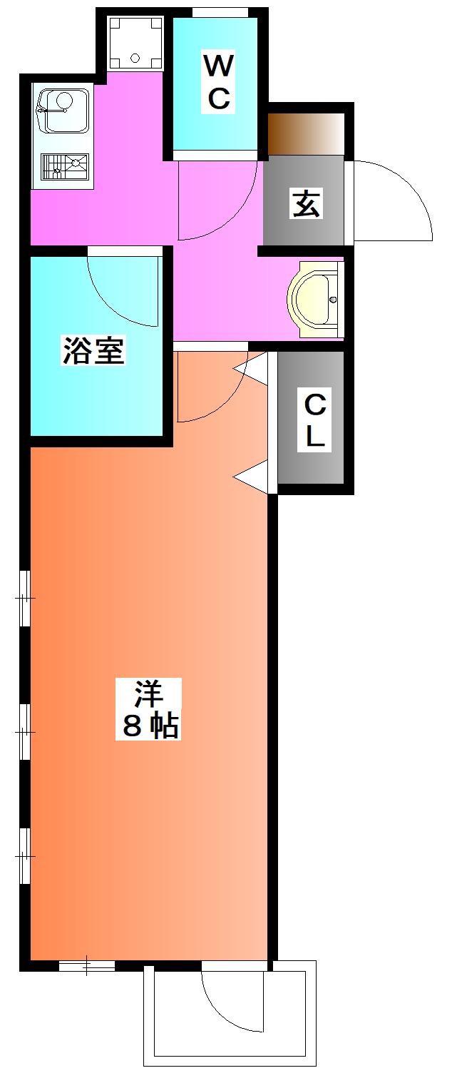 キャトルセゾン2(1K/2階)の間取り写真