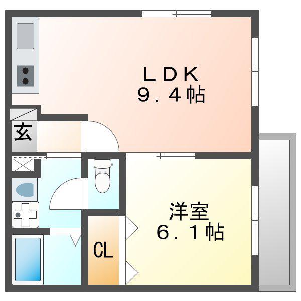高照マンションII(1LDK/1階)の間取り写真