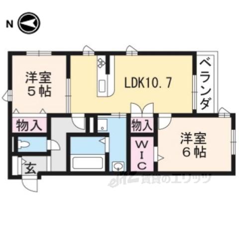 AXIS長岡天神(2LDK/2階)の間取り写真