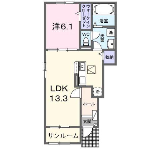 ヴィラ フェリシアII(1LDK/1階)の間取り写真