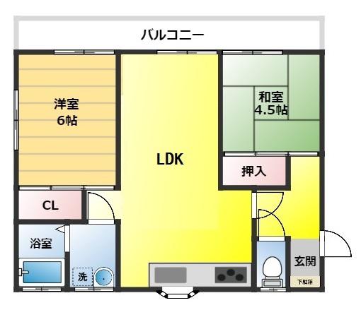 トミーハイツ2号館(2LDK/2階)の間取り写真