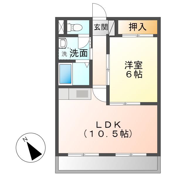 コンフォート(1LDK/2階)の間取り写真
