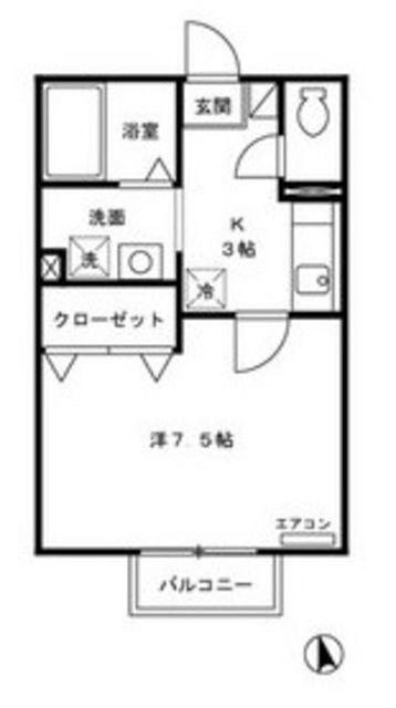 グレース富士見台(1K/2階)の間取り写真