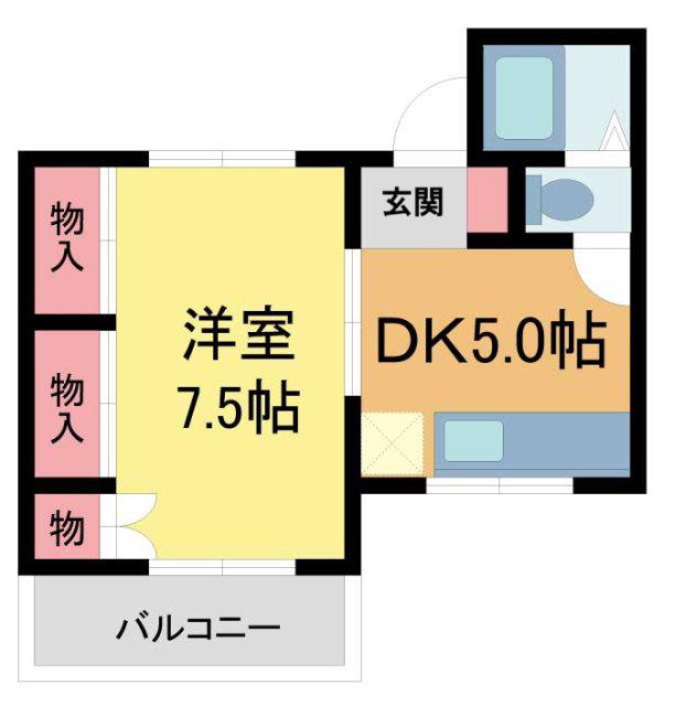 すみれ荘(1DK/2階)の間取り写真